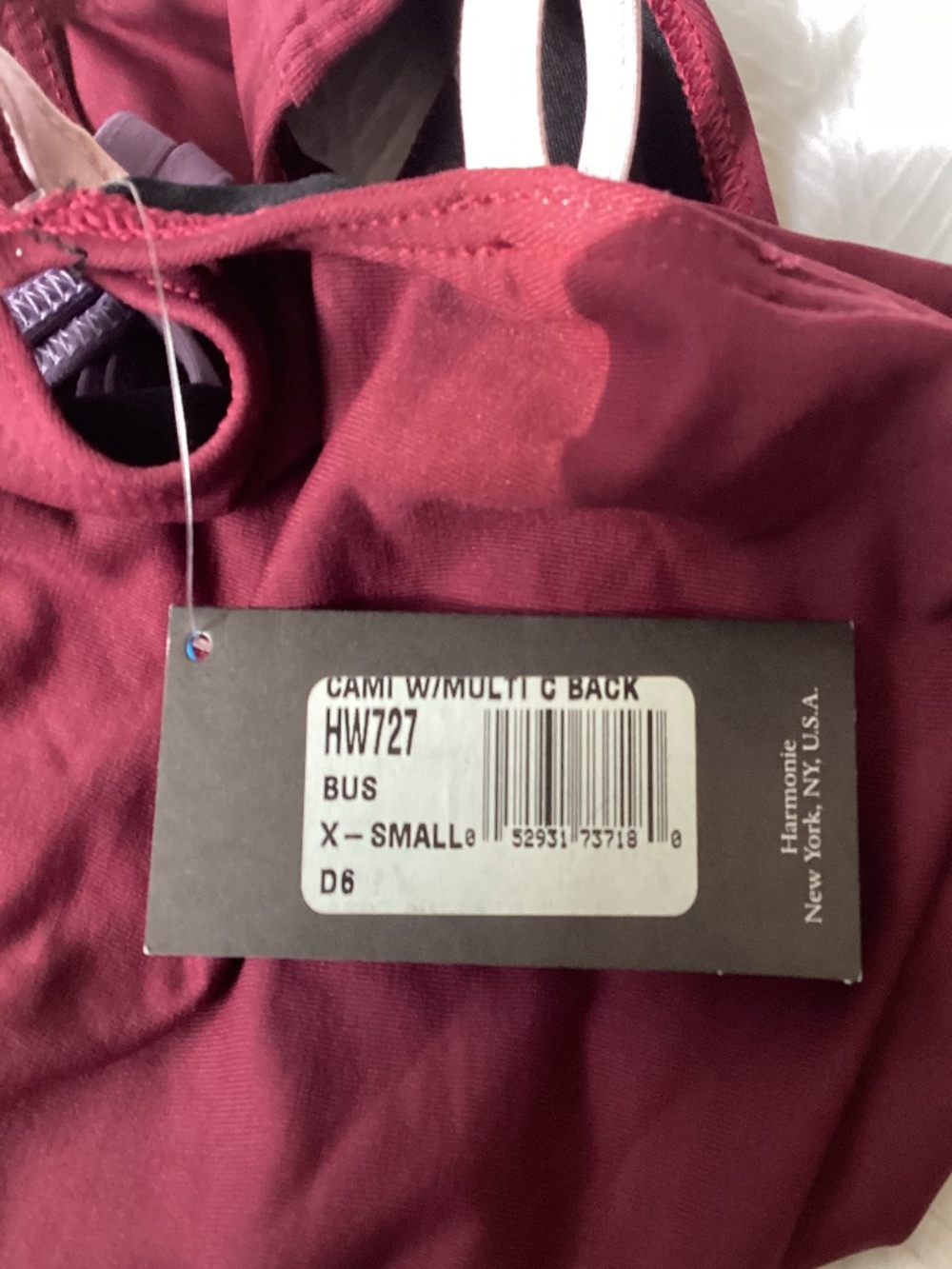 Harmonie Bodywear Cami Dance Leotard Burgundy w/ Pink Purple strappy back XS NEW - Picture 7 of 8